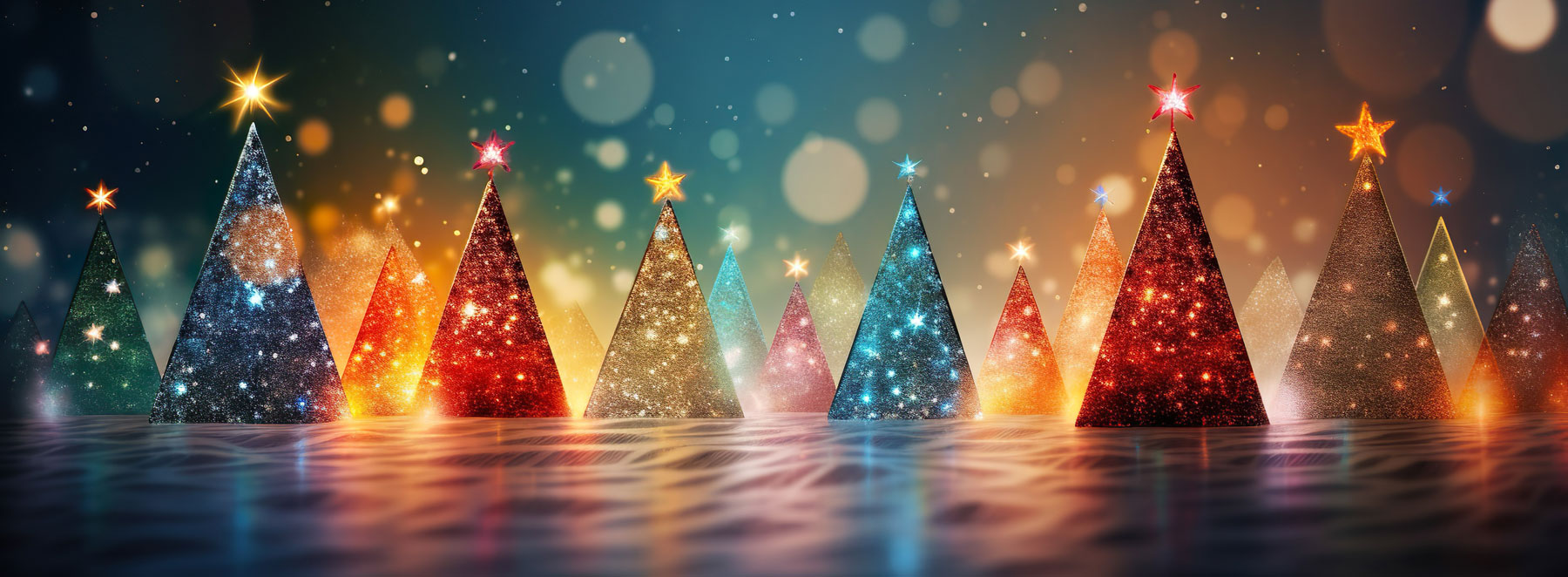 Beautiful lit Christmas Trees